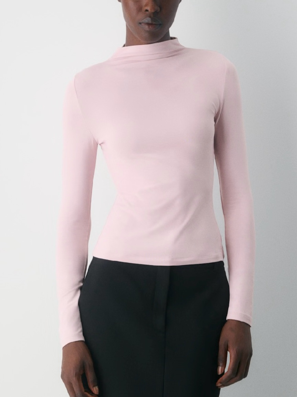 Aritzia Long-Sleeve Mock Neck Top - Light Pink